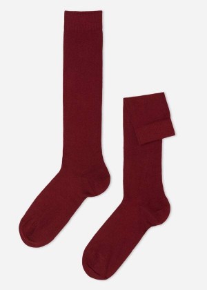 Calzedonia Warm Cotton Long Men's Socks Red | CA 1399BC