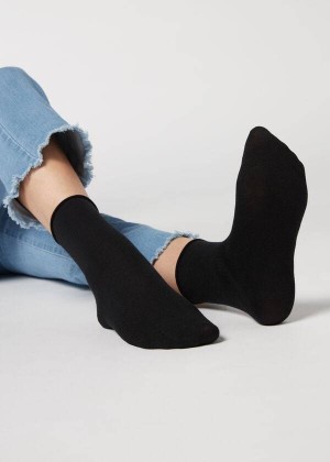 Calzedonia Wool and Cotton Short Women's Socks Black | CA 1632VD