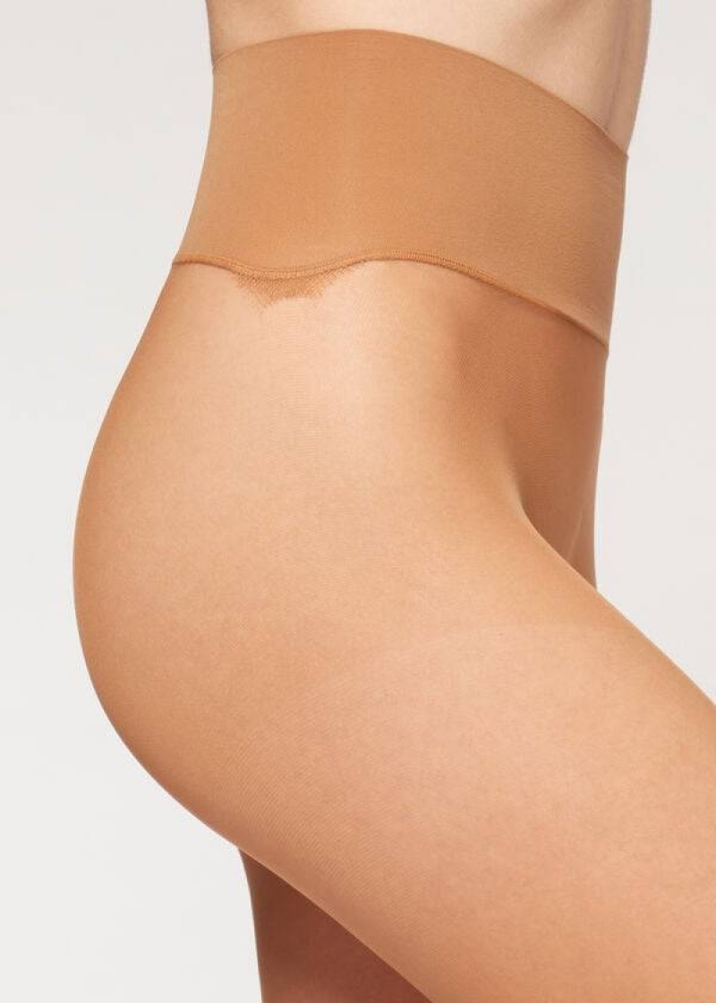 Calzedonia 20 Denier Essential Invisible Sheer Women's Tight Khaki | CA 3050GL