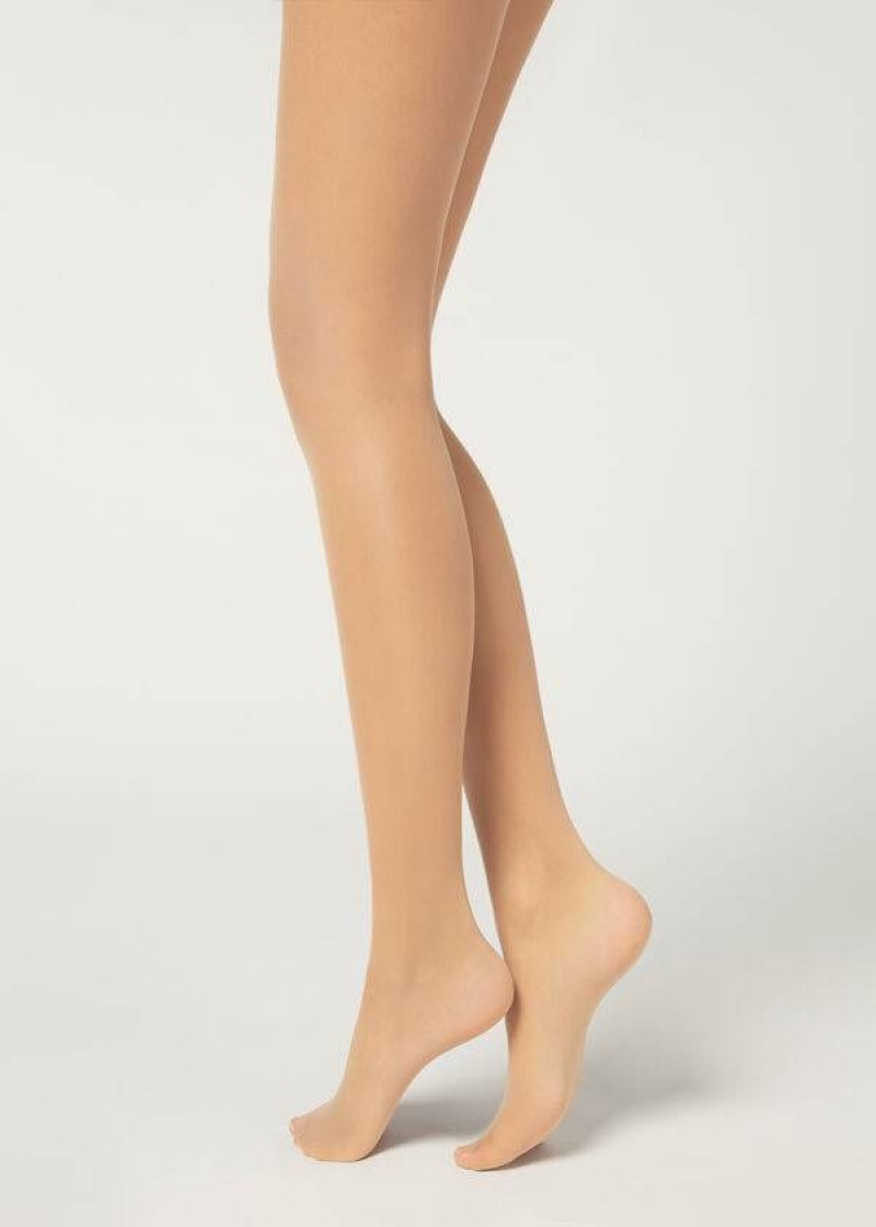 Calzedonia 20 Denier Essential Invisible Sheer Women's Tight Beige | CA 3046KI