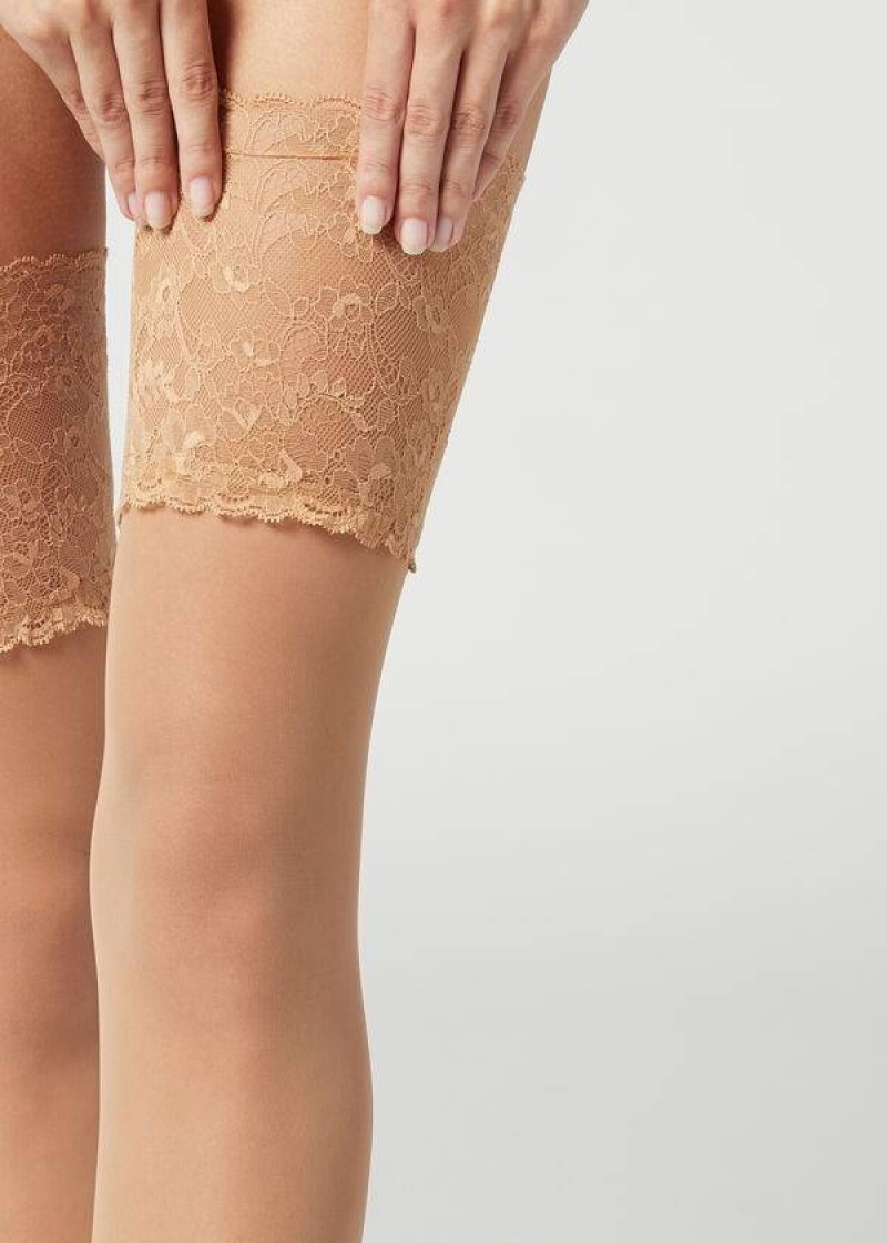 Calzedonia 20 Denier Opaque Thigh-Highs Women's Stockings Brown | CA 2953FM