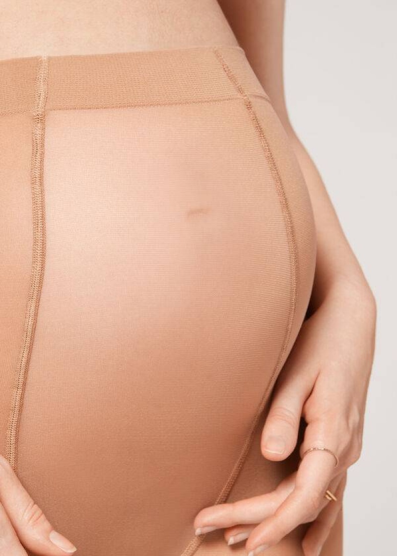 Calzedonia 30 Denier Sheer Maternity Sheer Women's Tight Beige / Brown | CA 3013NB