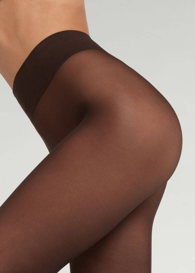 Calzedonia 30 Denier Total Comfort Soft Touch Opaque Women's Tight Coffee | CA 3176RW