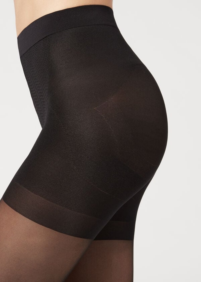 Calzedonia 30 Denier Total Shaper Sheer Women's Tight Black | CA 2999DN