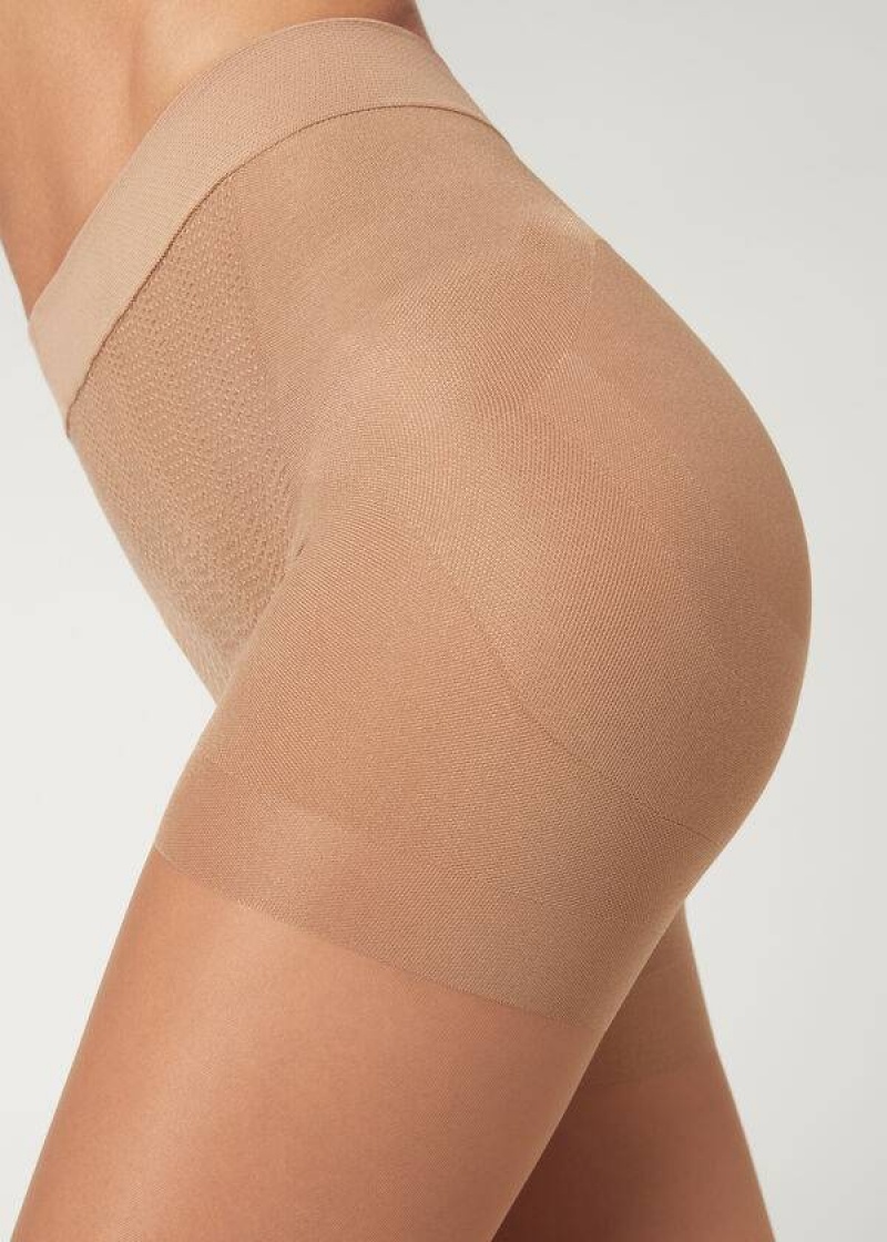 Calzedonia 30 Denier Total Shaper Sheer Women's Tight Brown | CA 2998FM