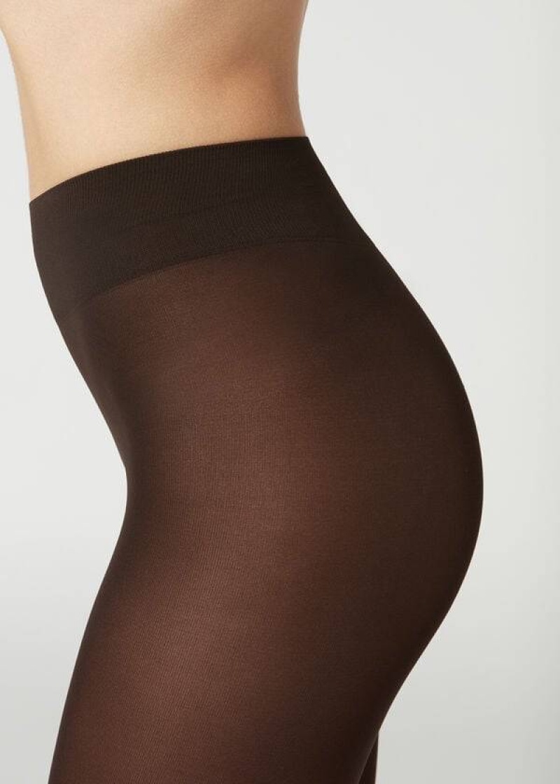 Calzedonia 50 Denier Total Comfort Soft Touch Opaque Sexy Women's Tight Coffee | CA 3157VD