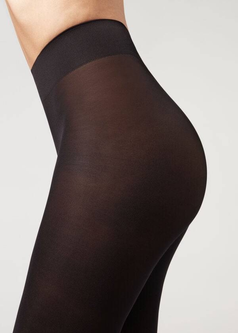 Calzedonia 50 Denier Total Comfort Soft Touch Patterned Women's Tight Black | CA 3112VD