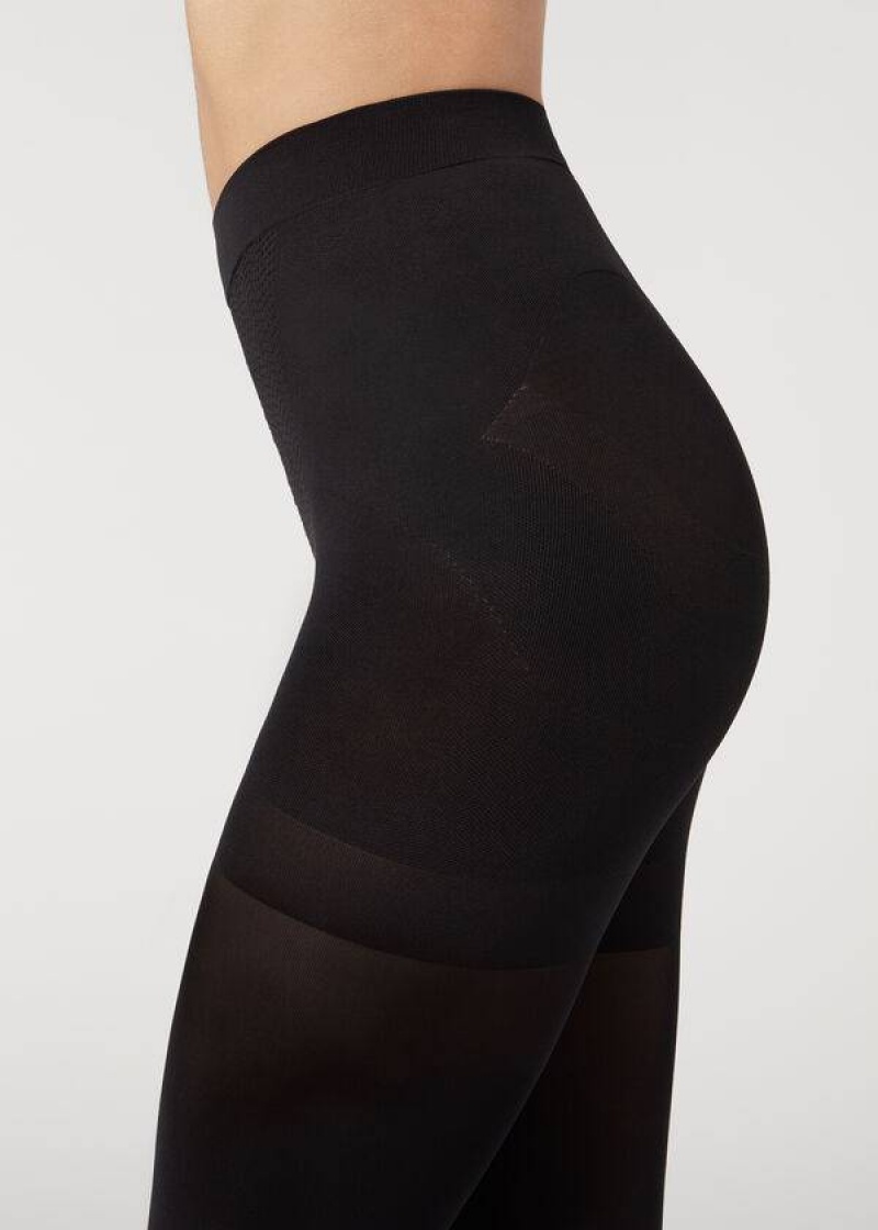 Calzedonia 50 Denier Total Shaper Opaque Women's Tight Black | CA 3153QZ