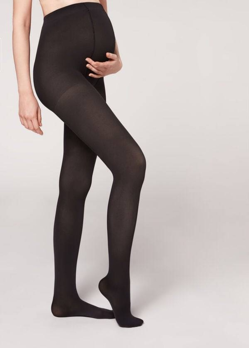 Calzedonia 60 Denier Maternity Opaque Women\'s Tight Black | CA 3147UT