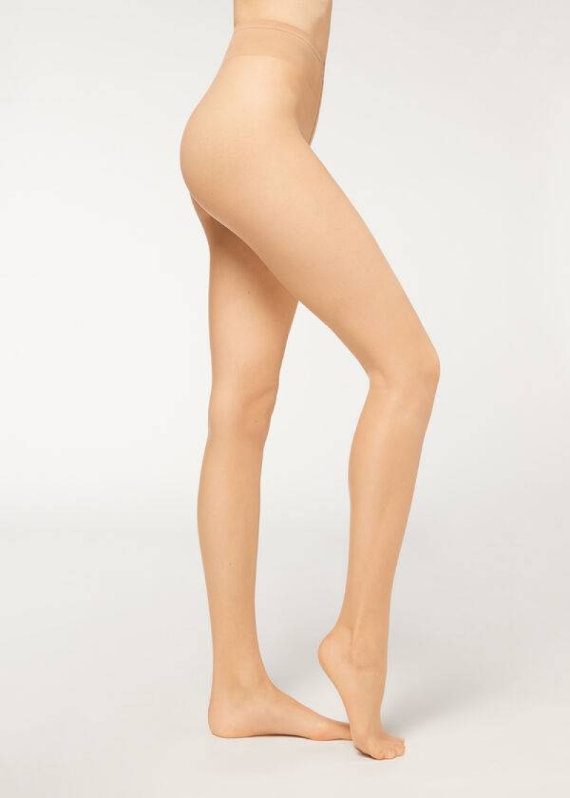 Calzedonia 8 Denier Resistant Sheer Women\'s Tight Khaki | CA 2976JJ