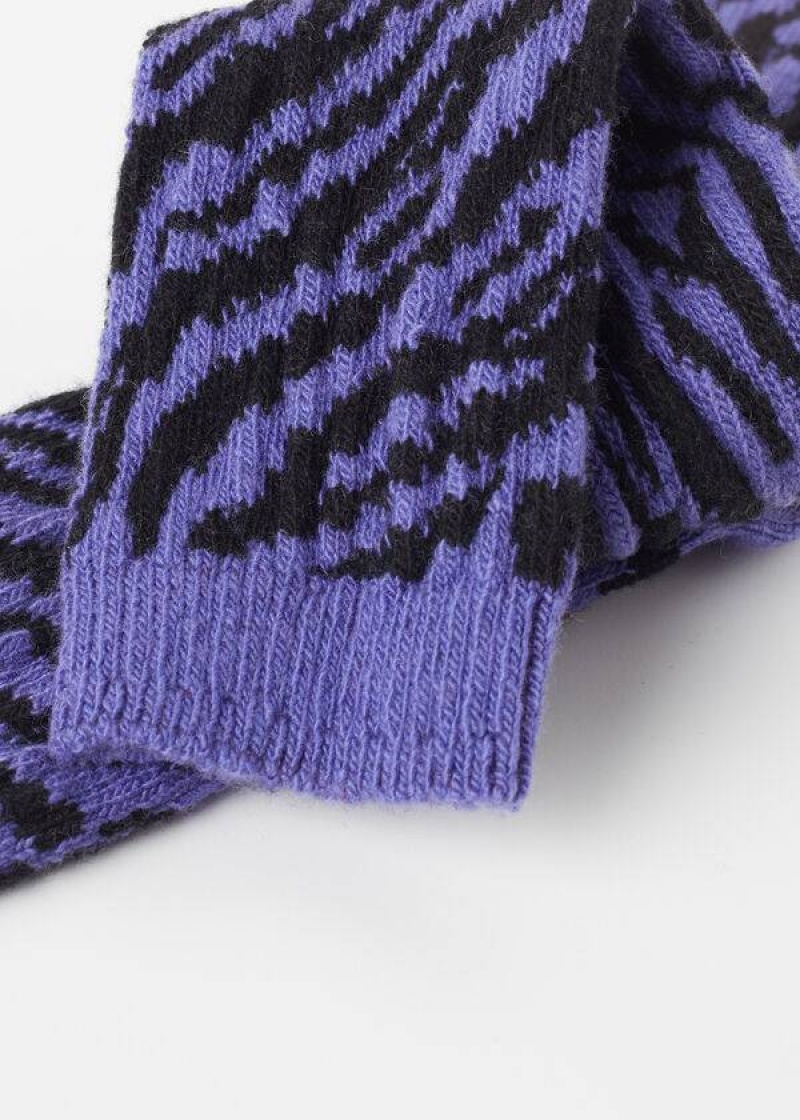 Calzedonia Animal Print Cashmere Short Women's Socks Purple | CA 1860JJ