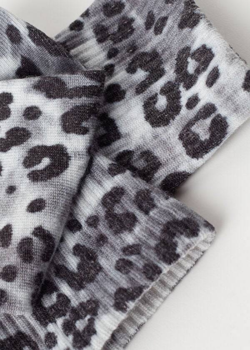 Calzedonia Animal Print Short Women's Socks Silver | CA 1855SO