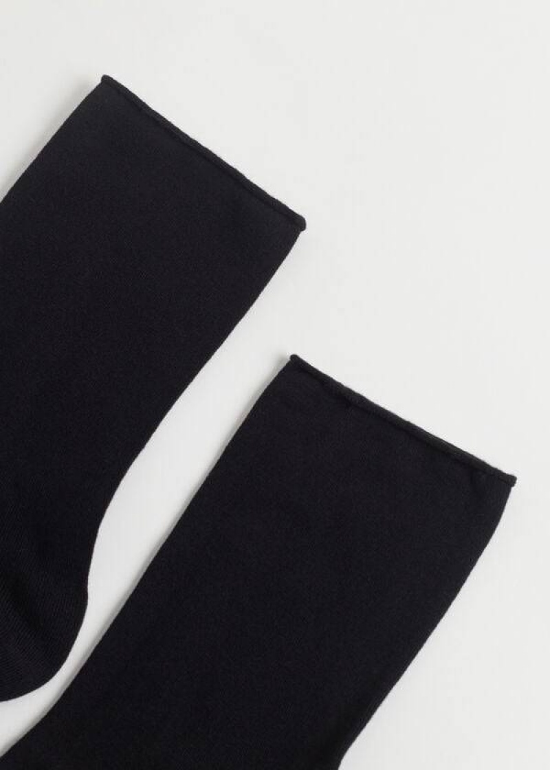 Calzedonia Ankle with Cashmere Short Women's Socks Black | CA 1846EX