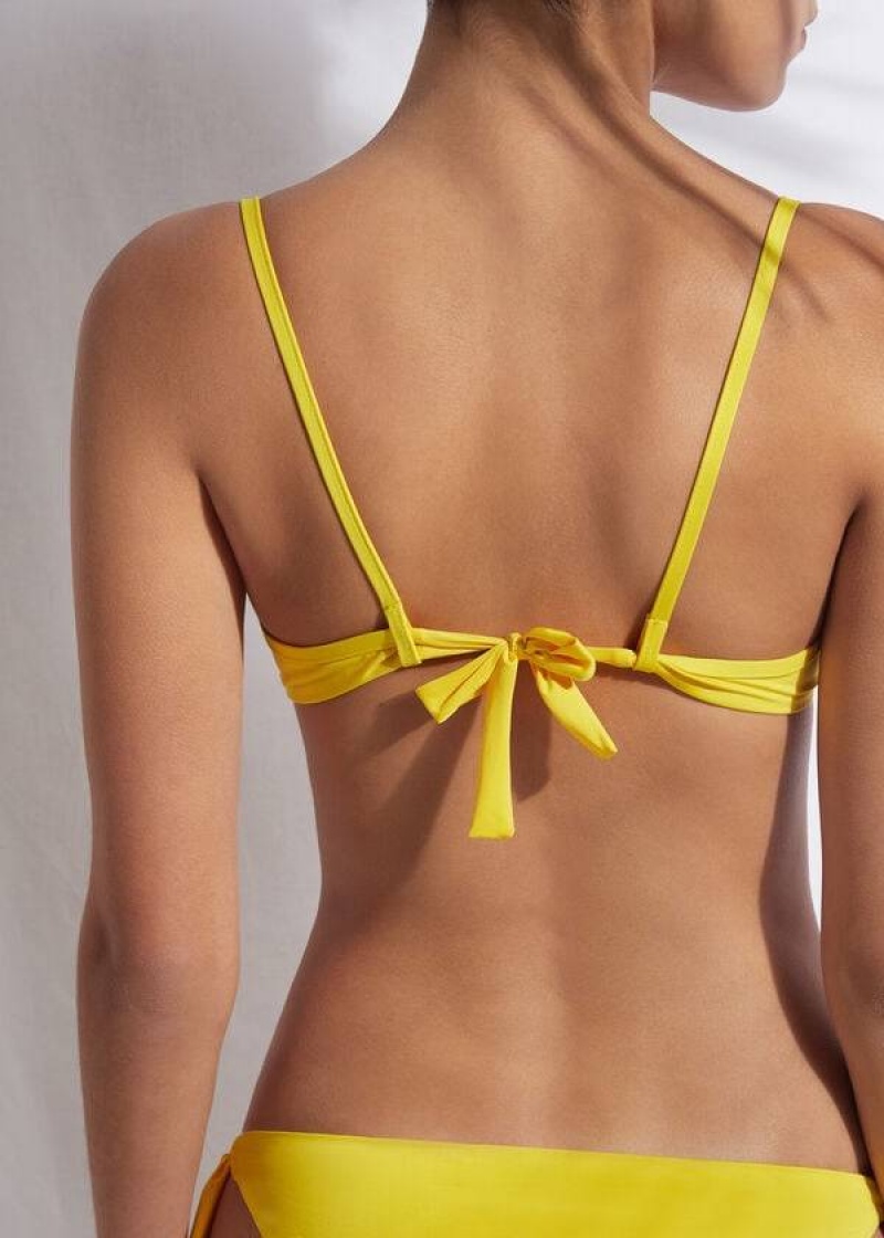 Calzedonia Balconette Indonesia Eco Women's Bikini Tops Yellow | CA 2526IS