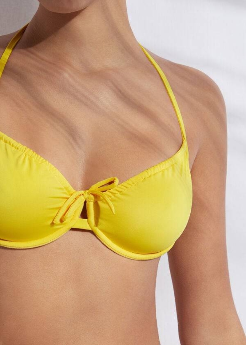 Calzedonia Balconette Indonesia Eco Women's Bikini Tops Yellow | CA 2526IS