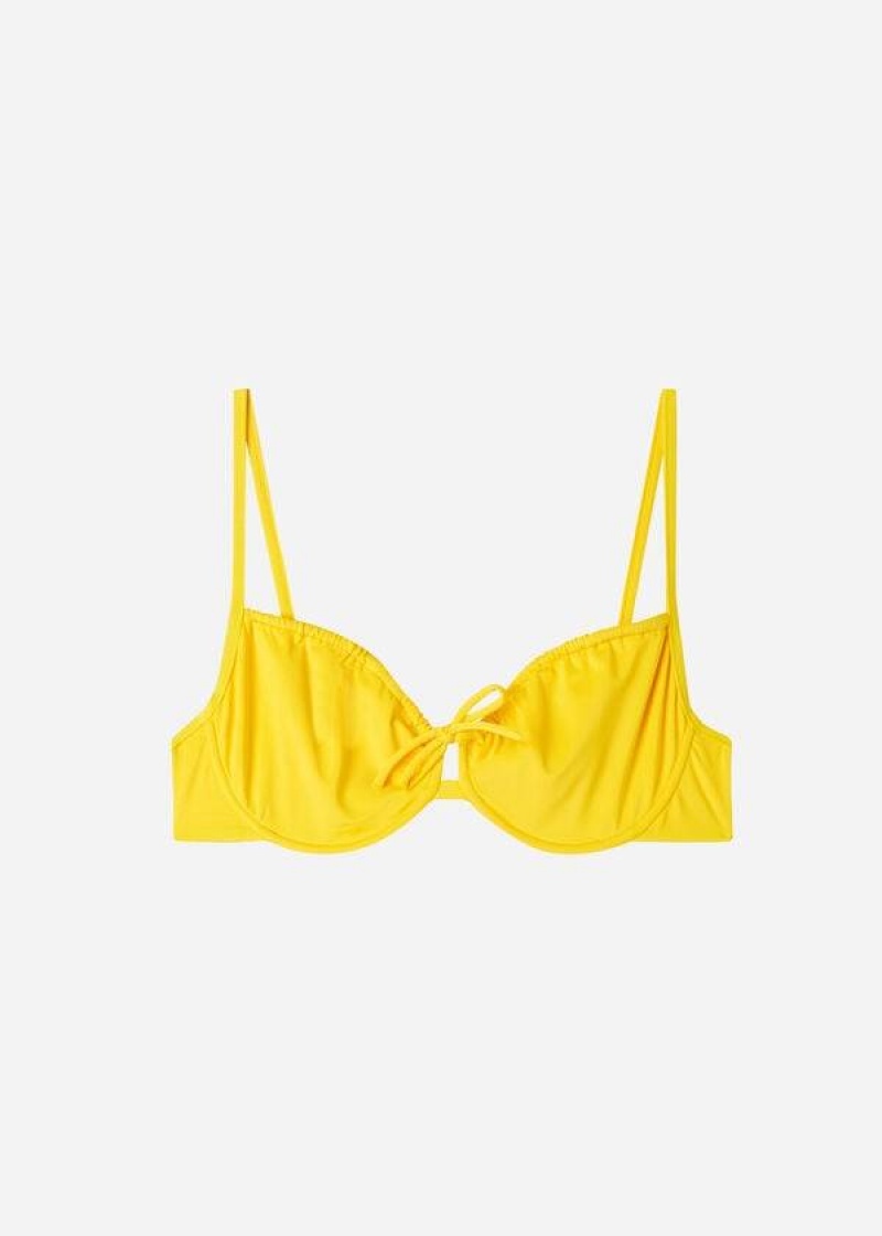 Calzedonia Balconette Indonesia Eco Women's Bikini Tops Yellow | CA 2526IS