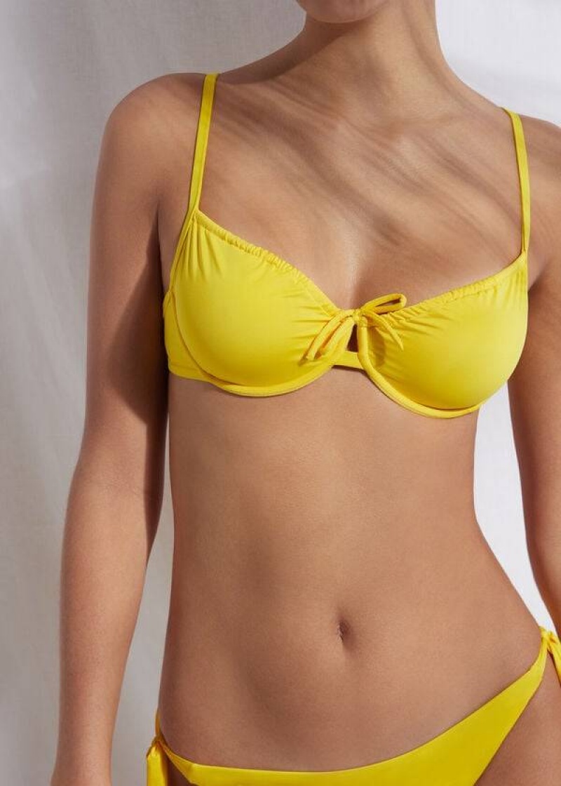 Calzedonia Balconette Indonesia Eco Women\'s Bikini Tops Yellow | CA 2526IS