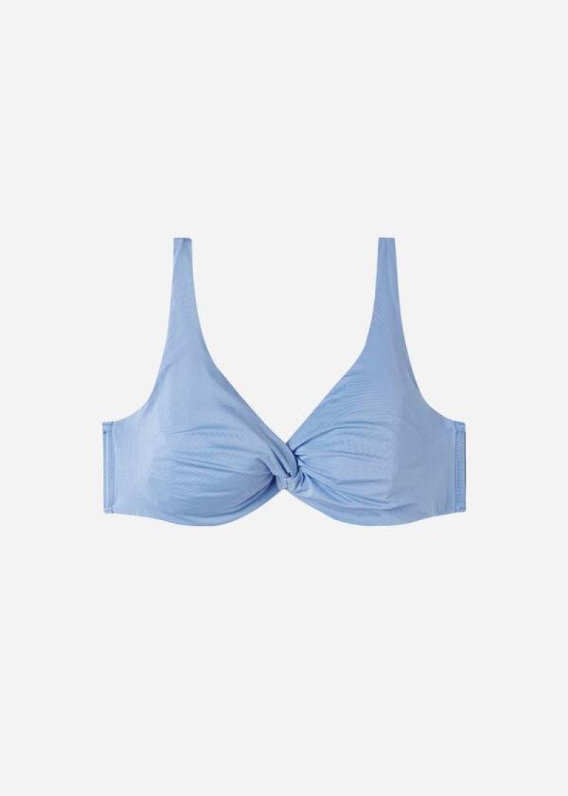 Calzedonia Balconette Indonesia Eco Women's Bikini Tops Blue | CA 2525OR