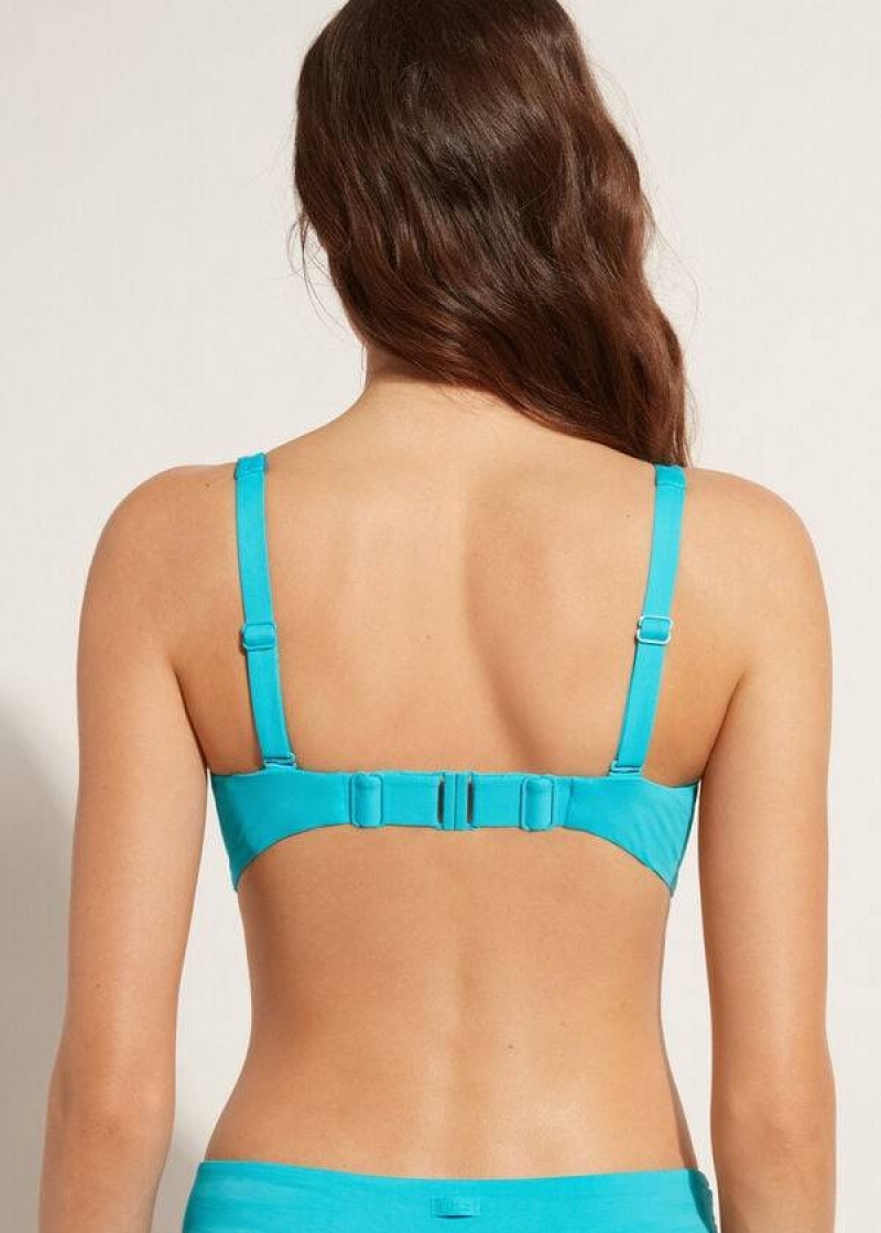 Calzedonia Balconette Indonesia Eco cobey Women's Bikini Tops Turquoise | CA 2516KI