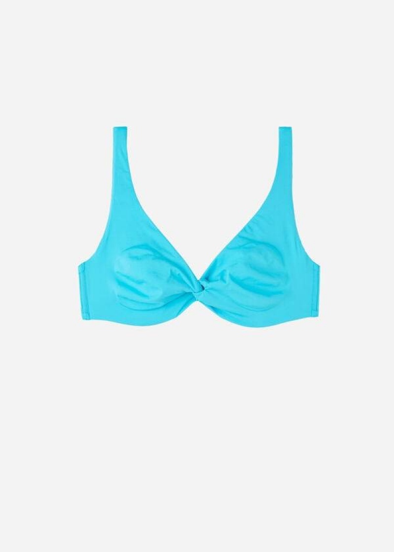 Calzedonia Balconette Indonesia Eco cobey Women's Bikini Tops Turquoise | CA 2516KI