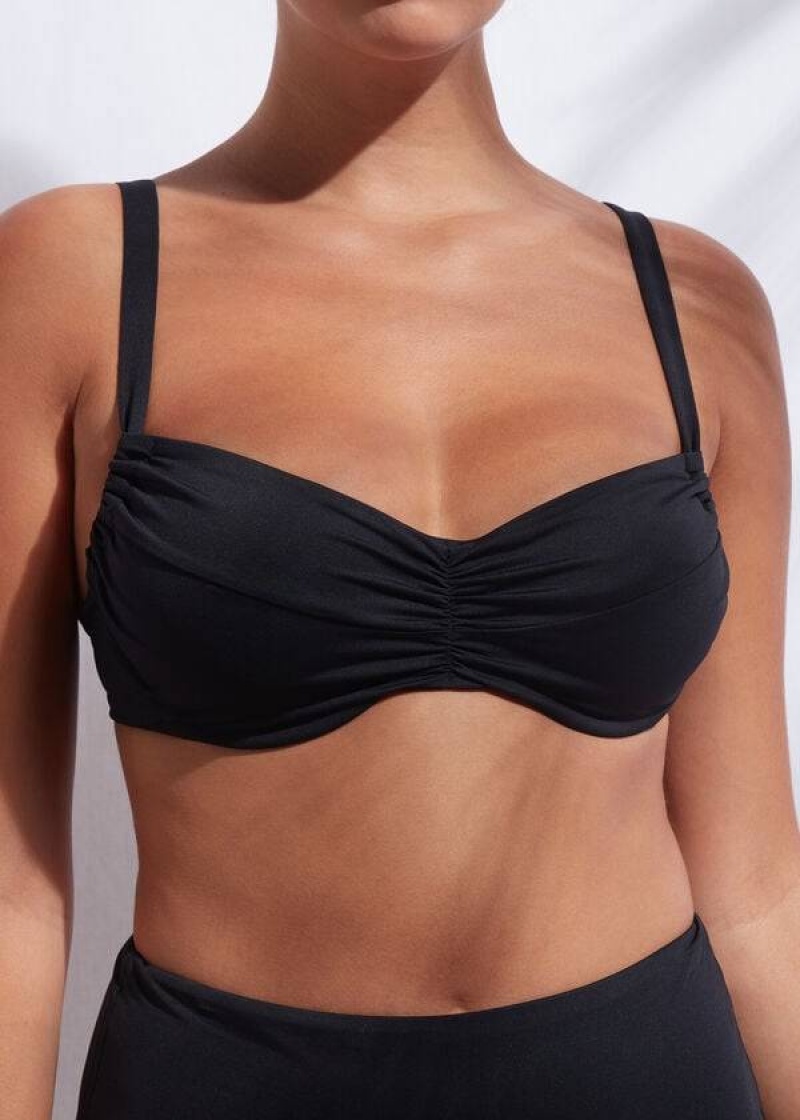 Calzedonia Balconette Indonesia Women\'s Bikini Tops Black | CA 2527UT