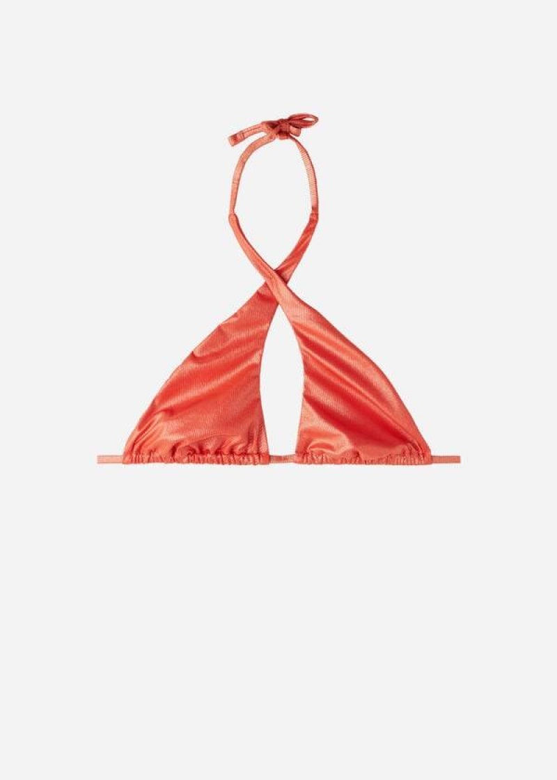 Calzedonia Bandeau Antigua Women's Bikini Tops Coral Orange | CA 2506WY