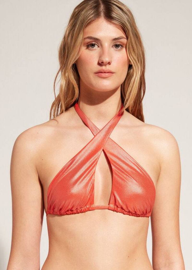 Calzedonia Bandeau Antigua Women\'s Bikini Tops Coral Orange | CA 2506WY