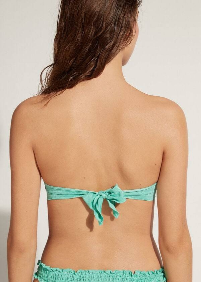 Calzedonia Bandeau Formentera Women's Bikini Tops Green | CA 2502YU