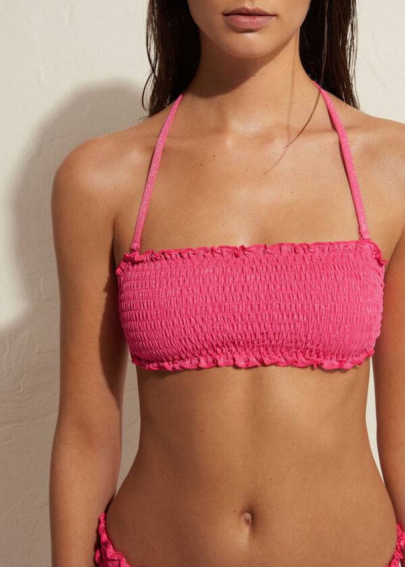 Calzedonia Bandeau Formentera Women's Bikini Tops Pink | CA 2501UT