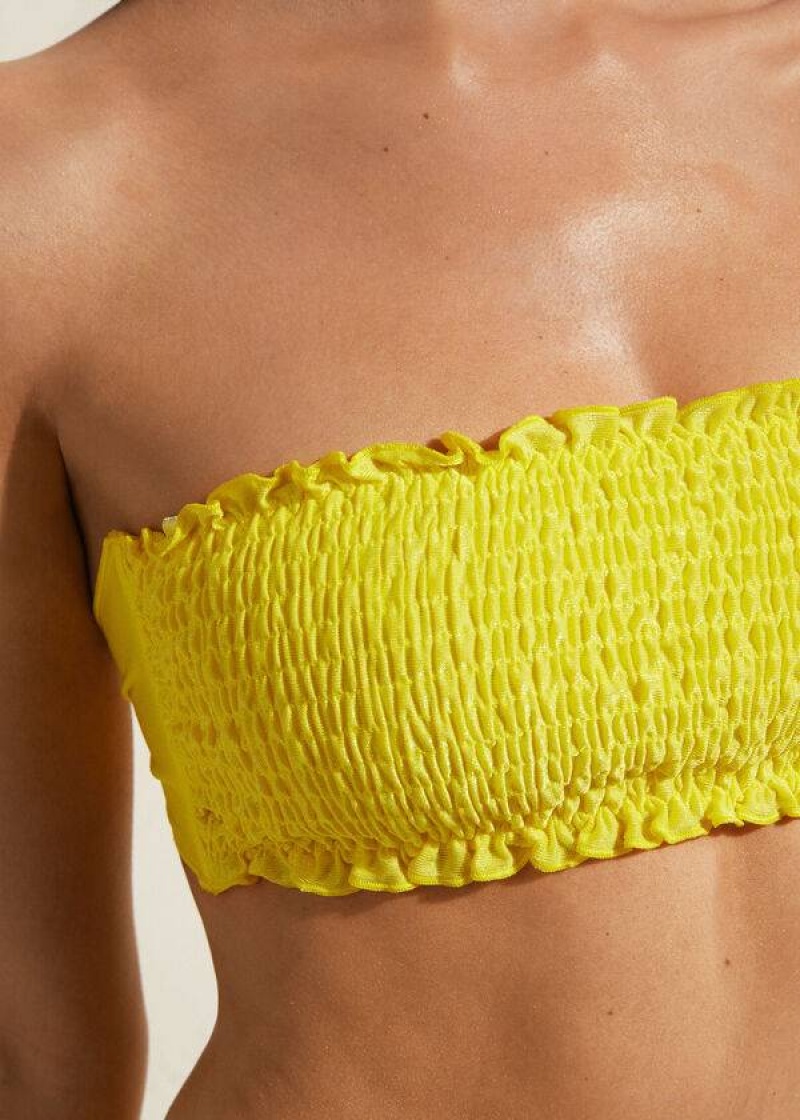 Calzedonia Bandeau Formentera Women's Bikini Tops Yellow | CA 2500IS