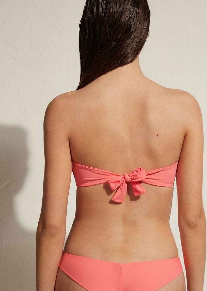 Calzedonia Bandeau Lanzarote Women's Bikini Tops Pink | CA 2498PQ