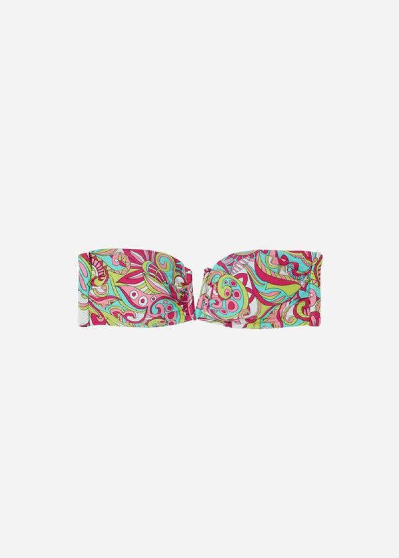 Calzedonia Bandeau Londra Women's Bikini Tops Pink | CA 2495DN