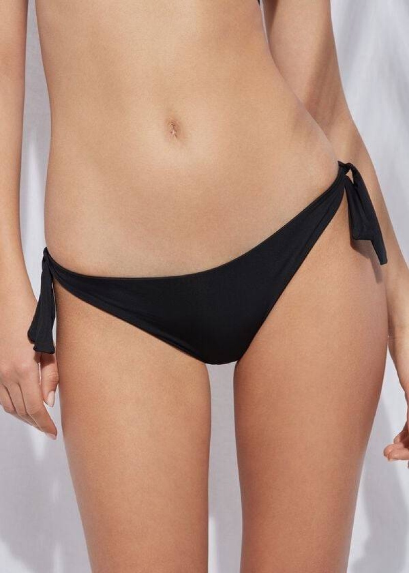 Calzedonia Bow Brazilian Indonesia Eco Women\'s Bikini Bottoms Black | CA 2893EX