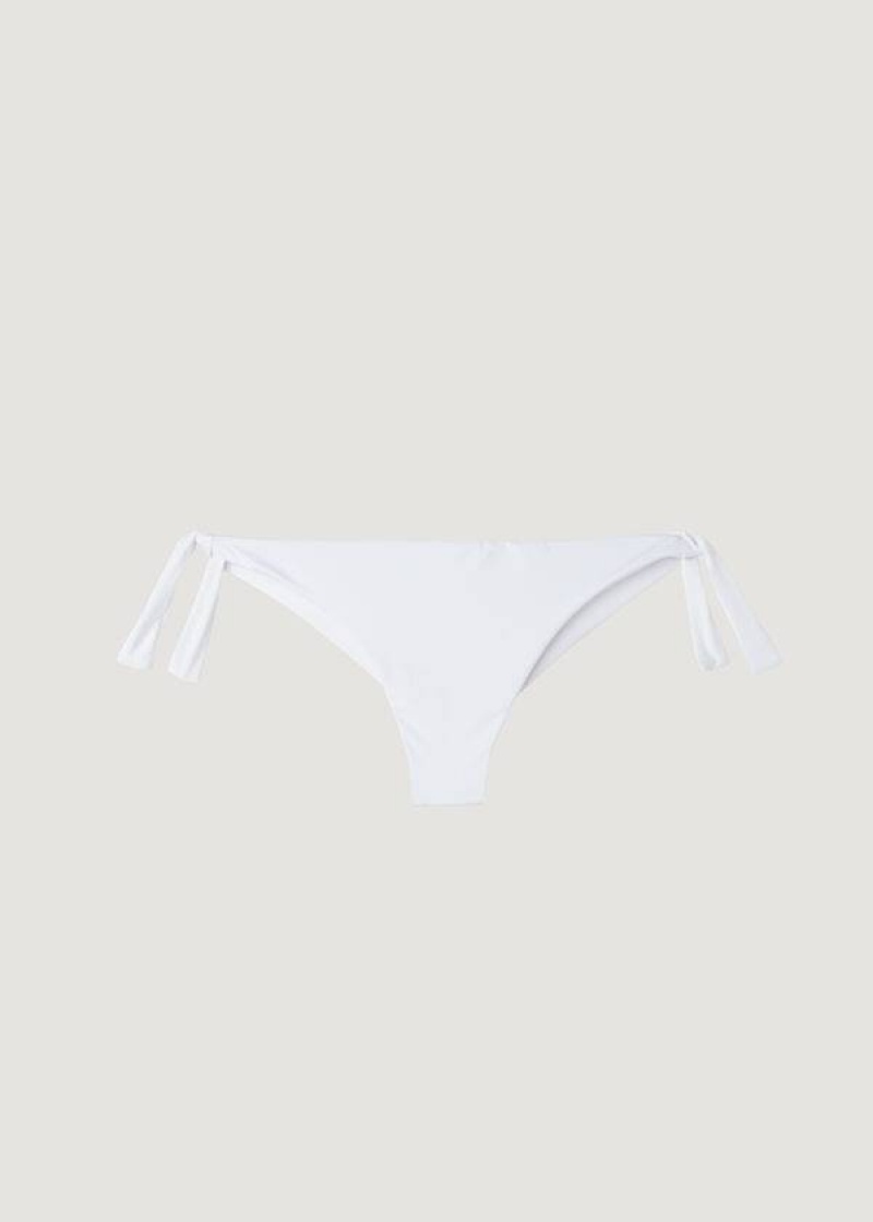 Calzedonia Bow Brazilian Indonesia Eco Women's Bikini Bottoms White | CA 2892RW