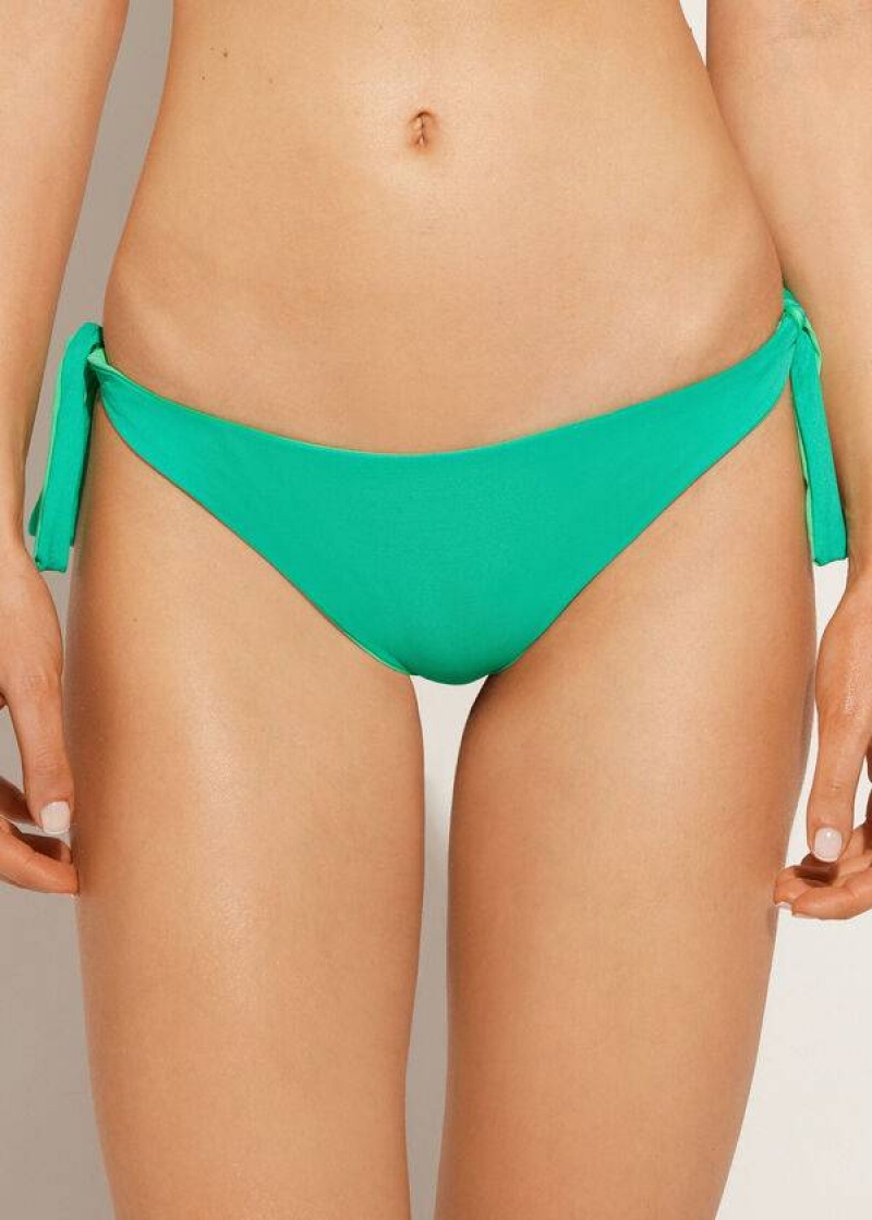 Calzedonia Bow Brazilian Indonesia Eco Women's Bikini Bottoms Green | CA 2891TV