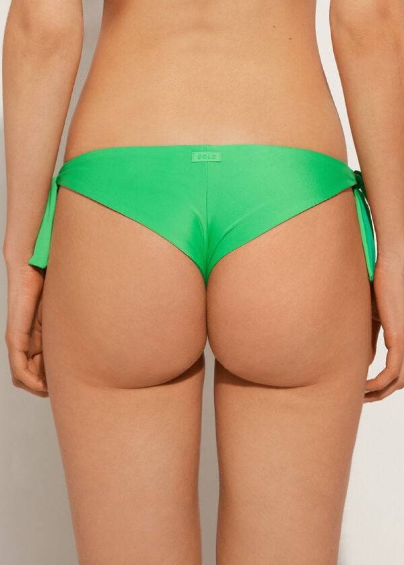 Calzedonia Bow Brazilian Indonesia Eco Women's Bikini Bottoms Green | CA 2891TV