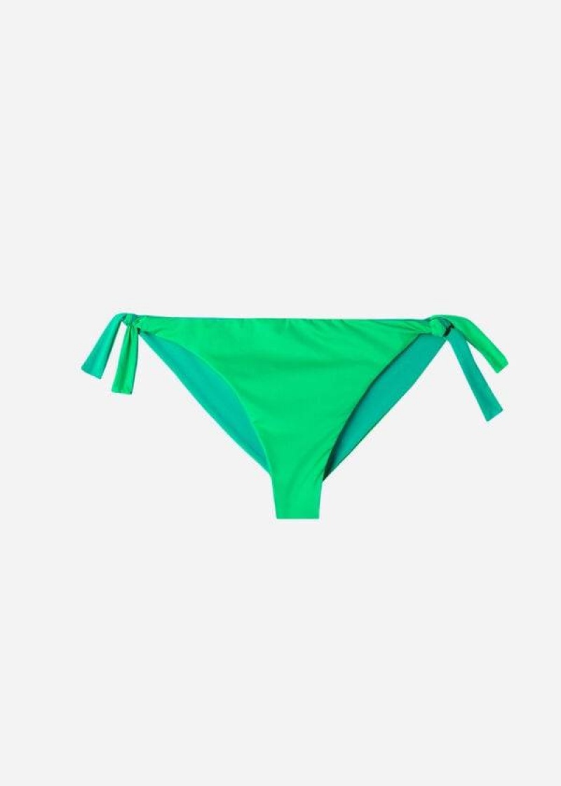 Calzedonia Bow Brazilian Indonesia Eco Women's Bikini Bottoms Green | CA 2891TV