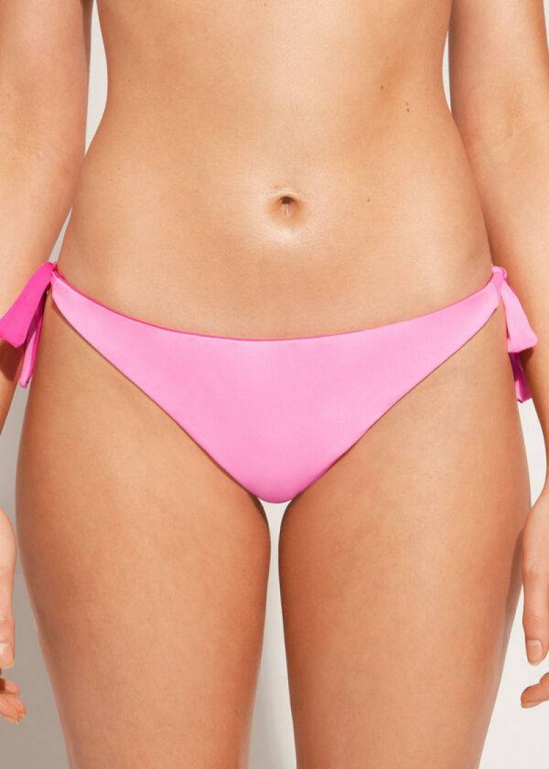 Calzedonia Bow Brazilian Indonesia Eco Women's Bikini Bottoms Pink | CA 2890YU