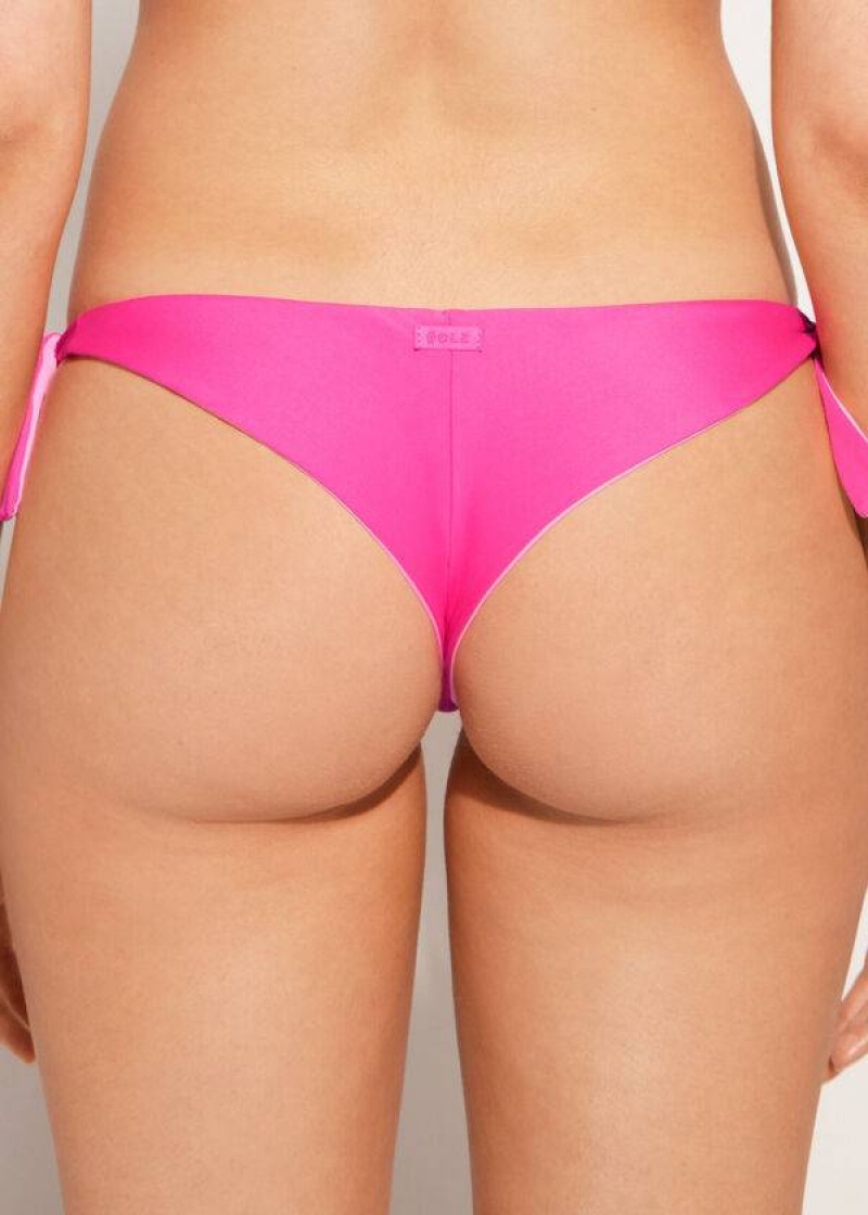 Calzedonia Bow Brazilian Indonesia Eco Women's Bikini Bottoms Pink | CA 2890YU