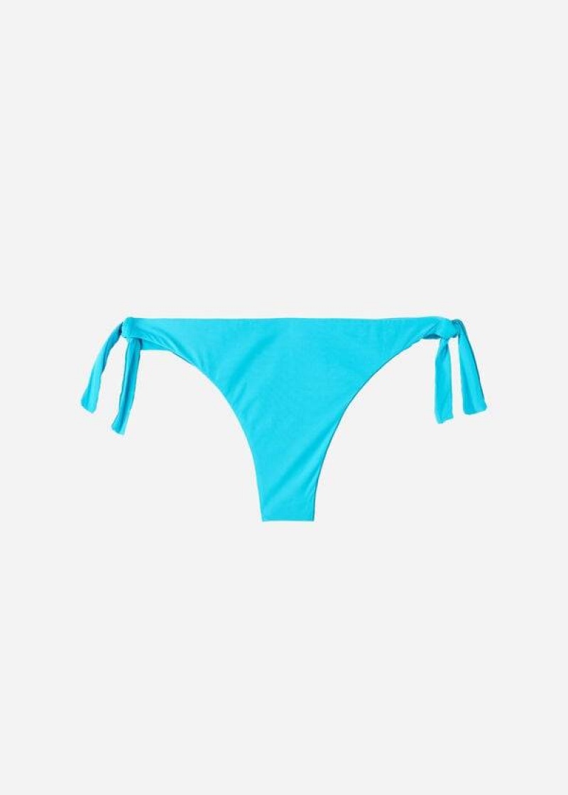 Calzedonia Bow Brazilian Indonesia Eco Women's Bikini Bottoms Turquoise | CA 2889UT