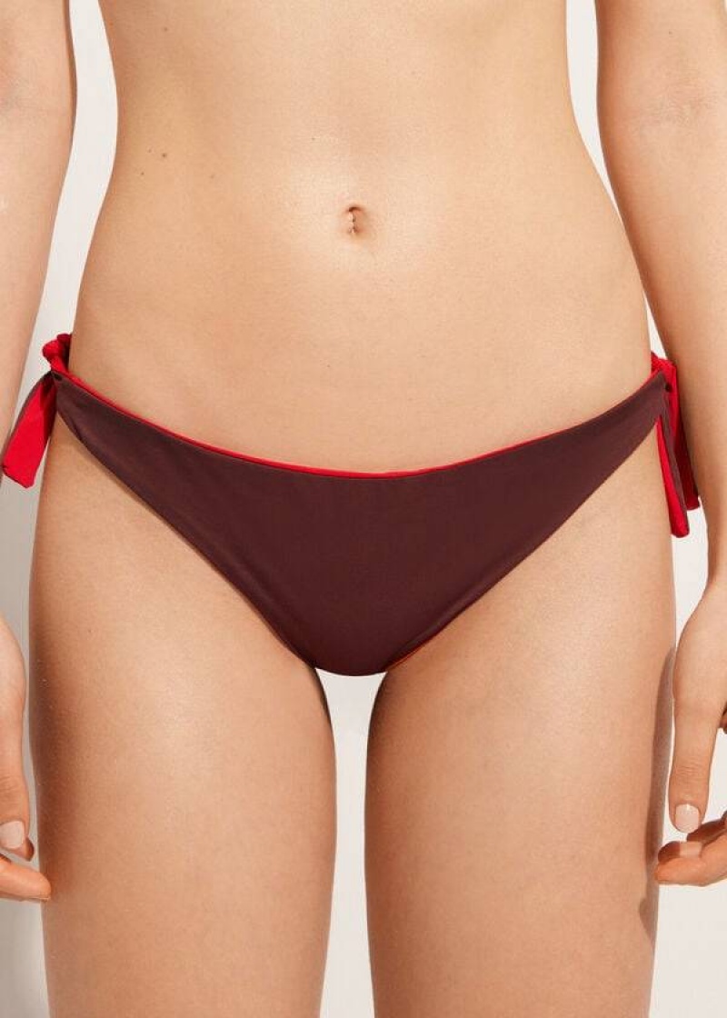 Calzedonia Bow Brazilian Indonesia Eco Women's Bikini Bottoms Red | CA 2888IS