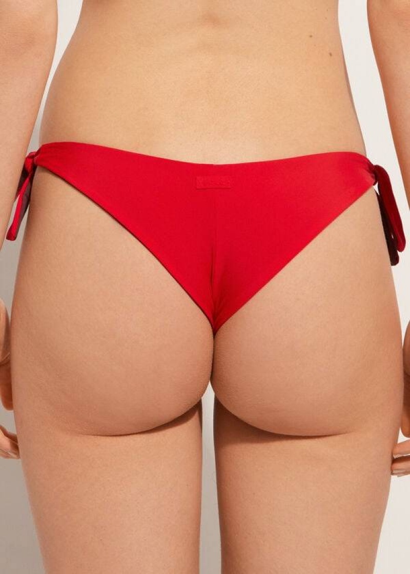 Calzedonia Bow Brazilian Indonesia Eco Women's Bikini Bottoms Red | CA 2888IS