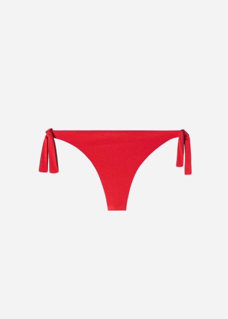 Calzedonia Bow Brazilian Indonesia Eco Women's Bikini Bottoms Red | CA 2888IS