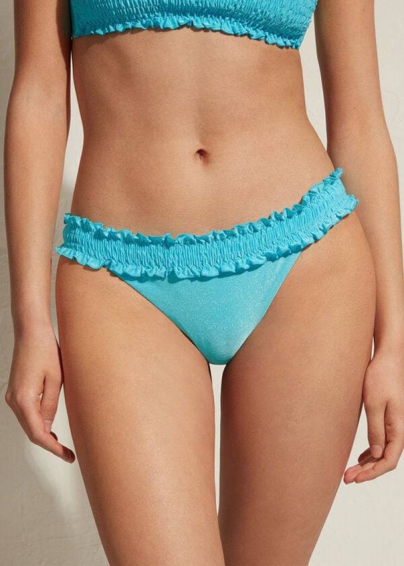 Calzedonia Brazilian Formentera Women\'s Bikini Bottoms Turquoise | CA 2883DN