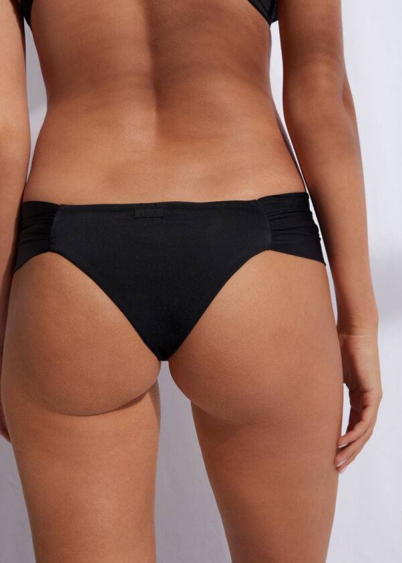 Calzedonia Brazilian Indonesia Eco Women's Bikini Bottoms Black | CA 2880HK