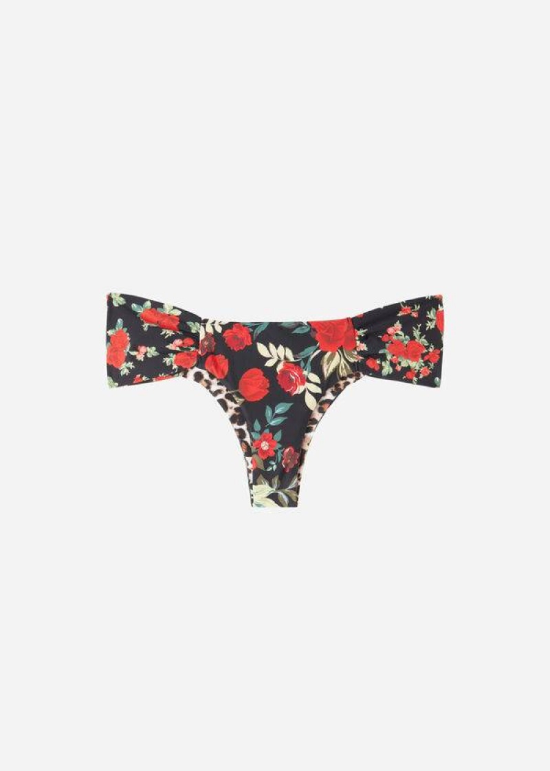 Calzedonia Brazilian Reversible Ruched Nizza Women's Bikini Bottoms Pink / Red | CA 2872BC