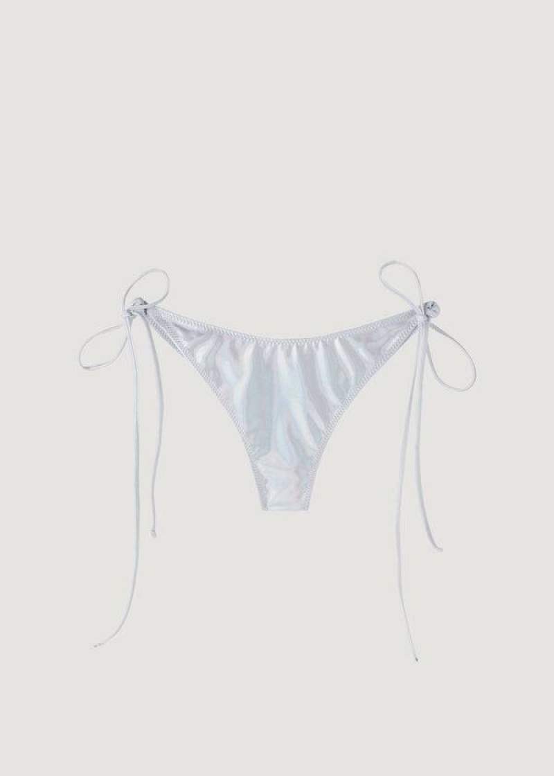 Calzedonia Brazilian Side Tie Daytona Women's Bikini Bottoms Silver | CA 2869QZ