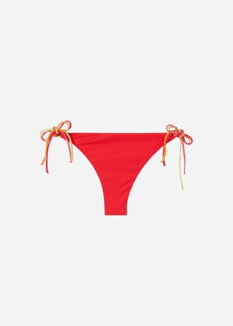 Calzedonia Brazilian String Berlino Women's Bikini Bottoms Red | CA 2864YU