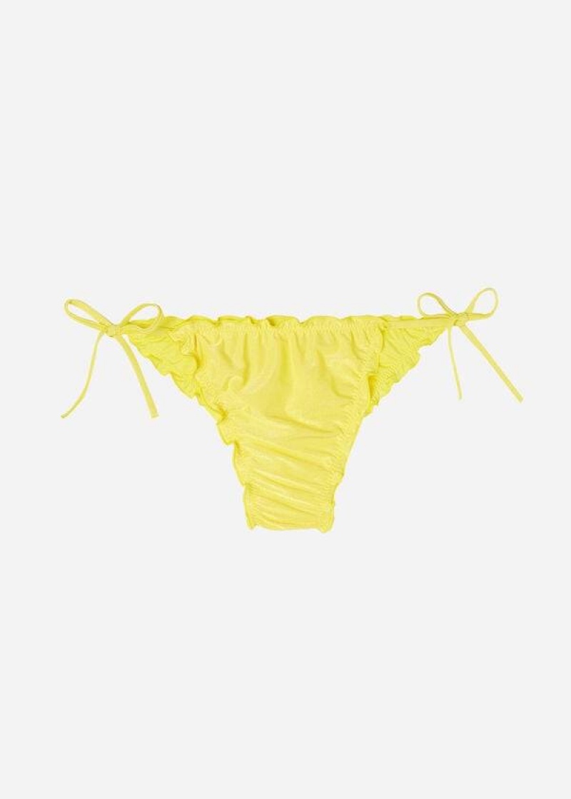 Calzedonia Brazilian String Formentera Women's Bikini Bottoms Yellow | CA 2857DN