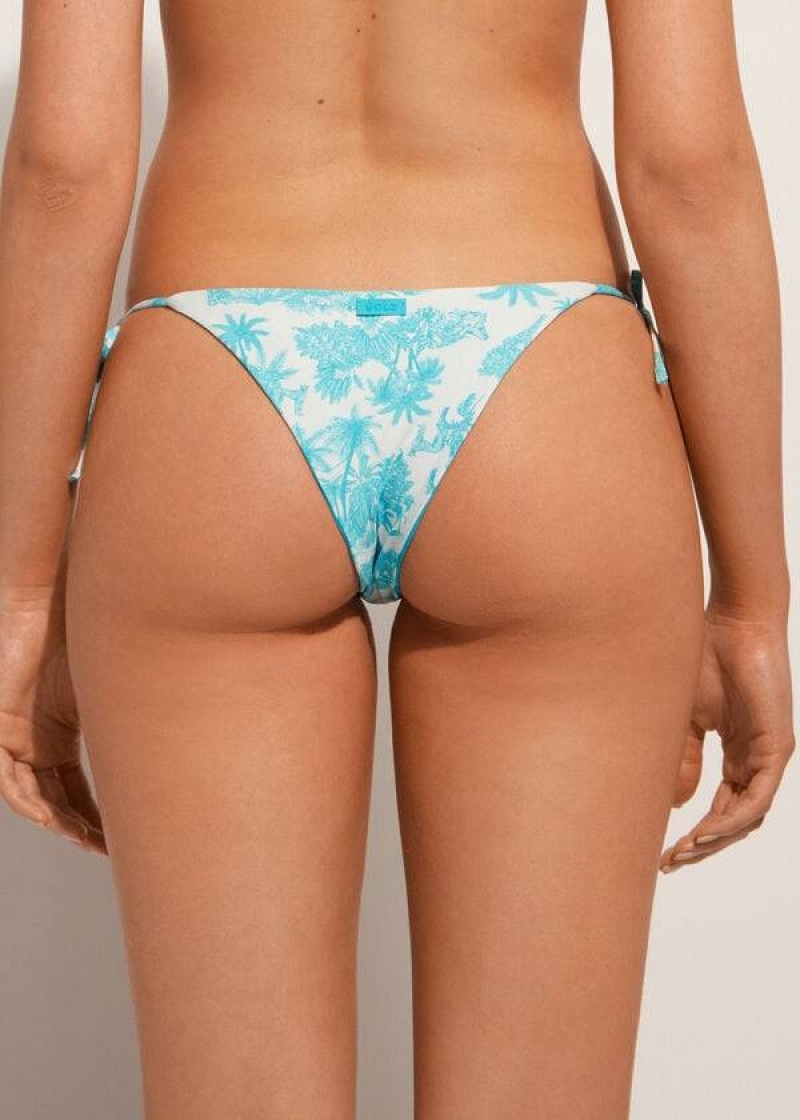 Calzedonia Brazilian String Sorrento Women's Bikini Bottoms Blue | CA 2852MA